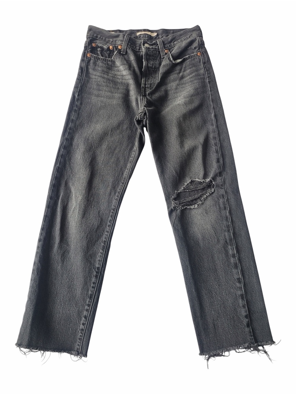 ✅ Levi's Premium denim washed out Black Wedgie Straight-Leg Jeans size 26